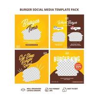 paquete de plantillas de redes sociales de hamburguesas vector