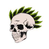 Skull and leaf for tshirt design vector