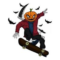 head pumpkin skate illustration vector
