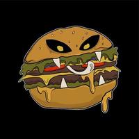 halloween illustration burger icon vector