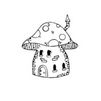 Mushroom house. Fairy tale children drawing. Fabulous natural dwelling. Cute cartoon illustration vector