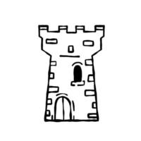 torre de fortaleza medieval o castillo. estructura defensiva. vector