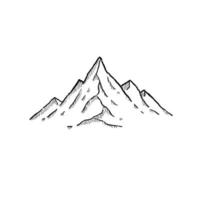 Mountains in engraving style. Nature landscape vector