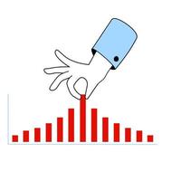 Chart growth. Increase business concept. Hand of businessman. vector