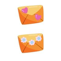 Letter. Cute yellow envelope with a message and mail with flower vector