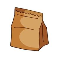 Grocery Paper bag. Cartoon Brown food packaging in the store vector