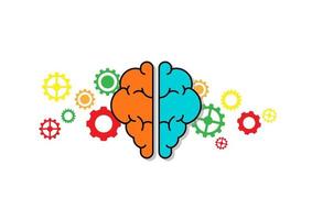 Creative and idea concept. Brain and gears on white background. Artificial intelligence. vector