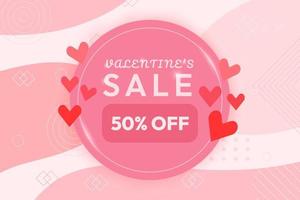 Realistic Valentines Sale with 50 Off Discount Offer Vector Design