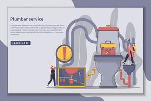 Illustration Plumber service landing page concept vector