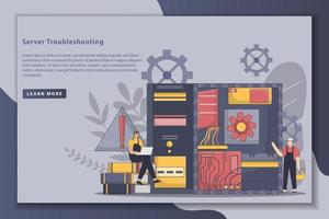 Server troubleshooting landing page illustration vector