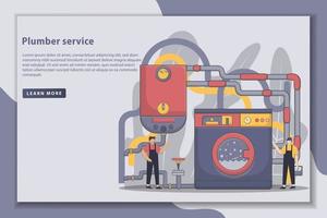 Illustration Plumber service landing page concept vector