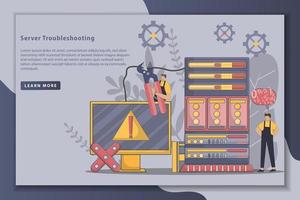 Server troubleshooting landing page illustration vector