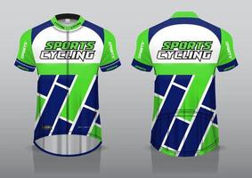 diseño de camiseta para ciclismo, vista frontal y posterior, y fácil de editar e imprimir en tela, ropa deportiva para equipos ciclistas vector