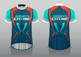 diseño de camiseta para ciclismo, vista frontal y posterior, y fácil de editar e imprimir en tela, ropa deportiva para equipos ciclistas vector