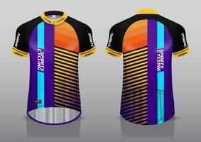 diseño de camiseta para ciclismo, vista frontal y posterior, y fácil de editar e imprimir en tela, ropa deportiva para equipos ciclistas vector