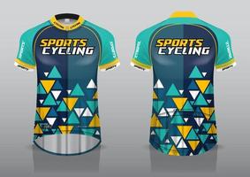 diseño de camiseta para ciclismo, vista frontal y posterior, y fácil de editar e imprimir en tela, ropa deportiva para equipos ciclistas vector