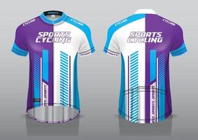 diseño de camiseta para ciclismo, vista frontal y posterior, y fácil de editar e imprimir en tela, ropa deportiva para equipos ciclistas vector