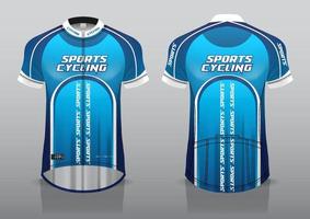 diseño de camiseta para ciclismo, vista frontal y posterior, y fácil de editar e imprimir en tela, ropa deportiva para equipos ciclistas vector