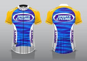 diseño de camiseta para ciclismo, vista frontal y posterior, y fácil de editar e imprimir en tela, ropa deportiva para equipos ciclistas vector