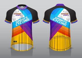 diseño de camiseta para ciclismo, vista frontal y posterior, y fácil de editar e imprimir en tela, ropa deportiva para equipos ciclistas vector