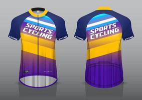 diseño de camiseta para ciclismo, vista frontal y posterior, uniforme elegante y fácil de editar e imprimir, uniforme del equipo de ciclismo vector