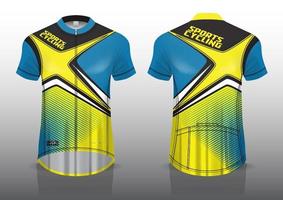 diseño de camiseta para ciclismo, vista frontal y posterior, uniforme elegante y fácil de editar e imprimir, uniforme del equipo de ciclismo vector