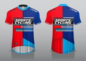 diseño de camiseta para ciclismo, vista frontal y posterior, y fácil de editar e imprimir en tela, ropa deportiva para equipos ciclistas vector