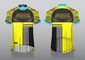 diseño de camiseta para ciclismo, vista frontal y posterior, y fácil de editar e imprimir en tela, ropa deportiva para equipos ciclistas vector