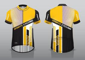 diseño de camiseta para ciclismo, vista frontal y posterior, y fácil de editar e imprimir en tela, ropa deportiva para equipos ciclistas vector