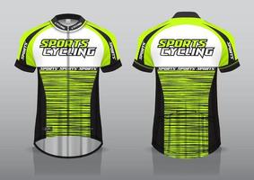 diseño de camiseta para ciclismo, vista frontal y posterior, y fácil de editar e imprimir en tela, ropa deportiva para equipos ciclistas