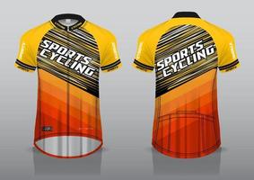 diseño de camiseta para ciclismo, vista frontal y posterior, y fácil de editar e imprimir en tela, ropa deportiva para equipos ciclistas vector