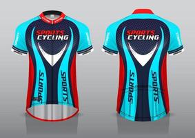 diseño de camiseta para ciclismo, vista frontal y posterior, y fácil de editar e imprimir en tela, ropa deportiva para equipos ciclistas vector