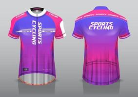 diseño de camiseta para ciclismo, vista frontal y posterior, y fácil de editar e imprimir en tela, ropa deportiva para equipos ciclistas vector