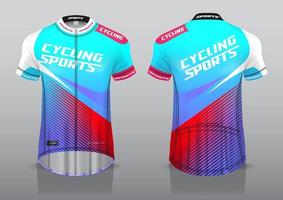 diseño de camiseta para ciclismo, vista frontal y posterior, y fácil de editar e imprimir en tela, ropa deportiva para equipos ciclistas vector