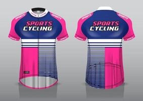 diseño de camiseta para ciclismo, vista frontal y posterior, y fácil de editar e imprimir en tela, ropa deportiva para equipos ciclistas vector