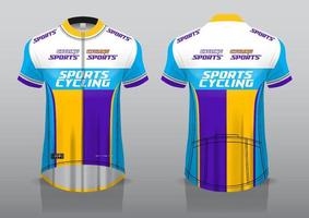 diseño de camiseta para ciclismo, vista frontal y posterior, y fácil de editar e imprimir en tela, ropa deportiva para equipos ciclistas vector