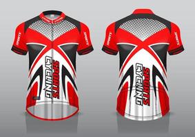 diseño de camiseta para ciclismo, vista frontal y posterior, y fácil de editar e imprimir en tela, ropa deportiva para equipos ciclistas vector