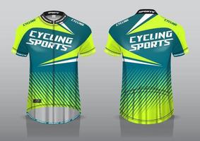 diseño de camiseta para ciclismo, vista frontal y posterior, y fácil de editar e imprimir en tela, ropa deportiva para equipos ciclistas vector