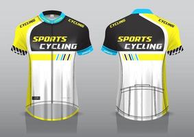 diseño de camiseta para ciclismo, vista frontal y posterior, y fácil de editar e imprimir en tela, ropa deportiva para equipos ciclistas vector