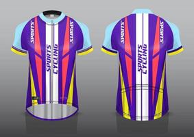 diseño de camiseta para ciclismo, vista frontal y posterior, uniforme elegante y fácil de editar e imprimir, uniforme del equipo de ciclismo vector