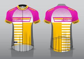 diseño de camiseta para ciclismo, vista frontal y posterior, y fácil de editar e imprimir en tela, ropa deportiva para equipos ciclistas vector