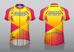 diseño de camiseta para ciclismo, vista frontal y posterior, y fácil de editar e imprimir en tela, ropa deportiva para equipos ciclistas vector