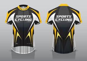 diseño de camiseta para ciclismo, vista frontal y posterior, y fácil de editar e imprimir en tela, ropa deportiva para equipos ciclistas vector