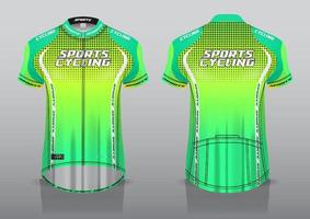 diseño de camiseta para ciclismo, vista frontal y posterior, y fácil de editar e imprimir en tela, ropa deportiva para equipos ciclistas vector