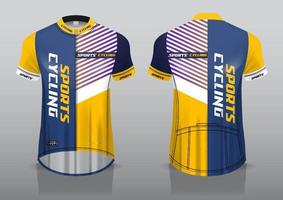 diseño de camiseta para ciclismo, vista frontal y posterior, y fácil de editar e imprimir en tela, ropa deportiva para equipos ciclistas vector