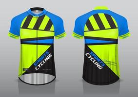 diseño de camiseta para ciclismo, vista frontal y posterior, y fácil de editar e imprimir en tela, ropa deportiva para equipos ciclistas vector