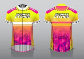 diseño de camiseta para ciclismo, vista frontal y posterior, y fácil de editar e imprimir en tela, ropa deportiva para equipos ciclistas vector