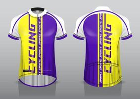 diseño de camiseta para ciclismo, vista frontal y posterior, y fácil de editar e imprimir en tela, ropa deportiva para equipos ciclistas vector