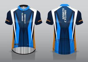 diseño de camiseta para ciclismo, vista frontal y posterior, uniforme elegante y fácil de editar e imprimir, uniforme del equipo de ciclismo vector