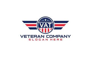 veterans patriot Flag Emblem Wings logo design vector